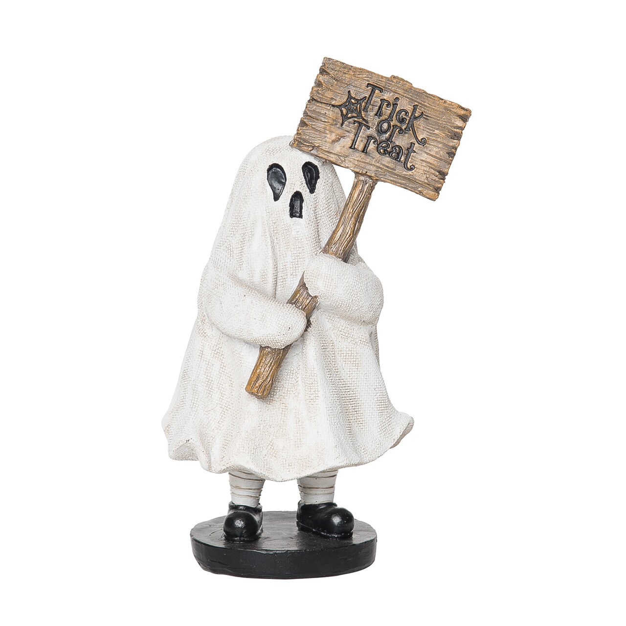 4.5" Kid Ghost Holding Trick-or-Treat Sign Halloween Figurine Decoration